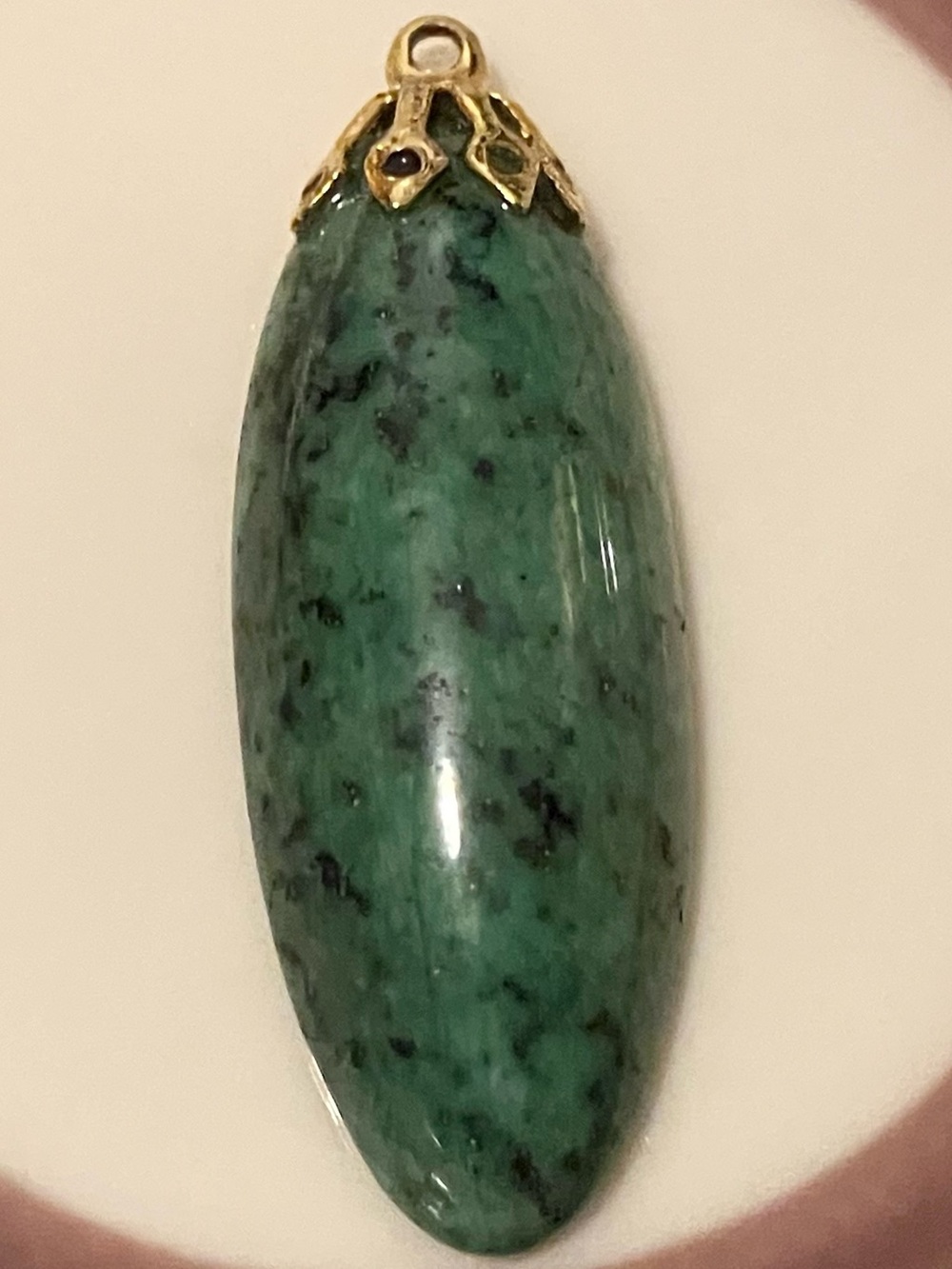 Vintage Ruby in Zoisite Oval Pendant